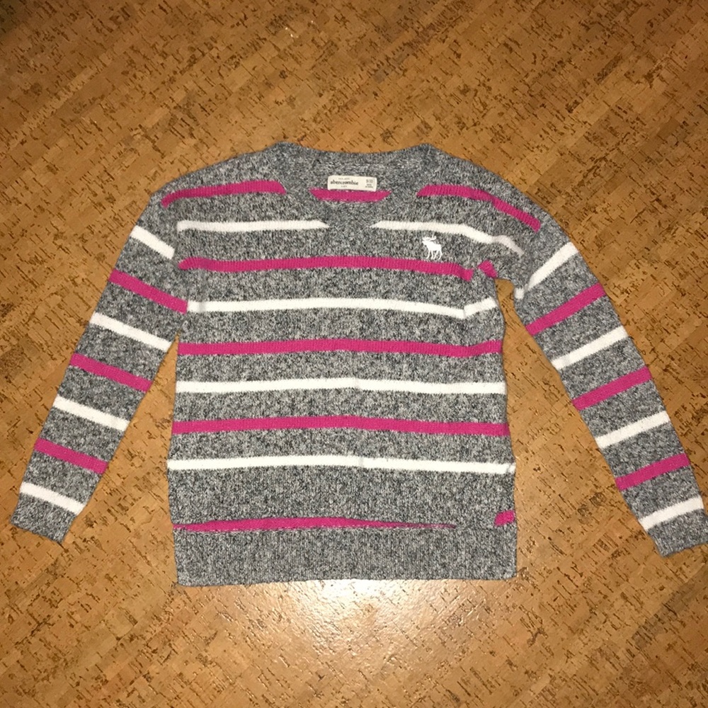 Pink, white and grey striped sweater